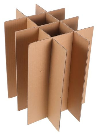 SECFOU 5pcs Cardboard Dividers for Wine Box Packaging, 12-compartment Grid Inserts 75x75x300mm for Glassware and Kitchen Accessories Protection, Shipping Box Partition for Safe Bottle Transport