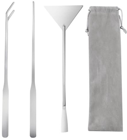 Lot de 3 outils d'aquarium en acier inoxydable - Kit d'entretien pour aquarium - Pince à épiler - Spatule - Kit de démarrage pour le gravier de plantes d'aquarium