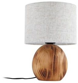 Lindby Tischlampe Mayumi (Skandinavisch) aus Holz (1 flammig, E27) - Textil Tischleuchte Schreibtischlampe Nachttischlampe Wohnzimmerleuchte