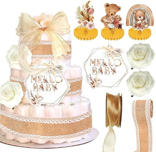 Boho Baby Shower Diaper Cake Decorating Kit Gender Reveal Decorations