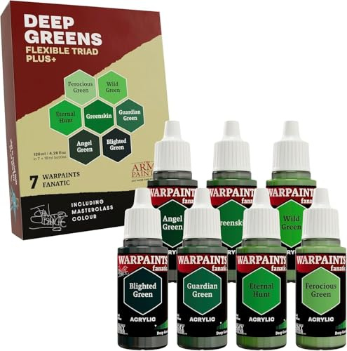 The Army Painter, Warpaints Flexible Triad PLUS+: Deep Greens, 7 x 18 ml acrylic paints - Miniature quality hobby paint for Dungeons and Dragons (DnD) & Warhammer Miniatures