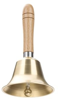 Metall Glocken mit Holzgriff, Massivmessing Rufglocke, Super Laute Handglocke, für Schule, Empfang, Hotelservice, Meditation, Multifunktional Handglocke Mit Holzgriff Kinder Musikinstrument