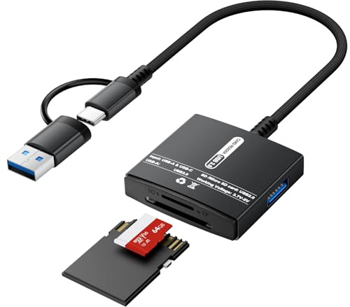 Loydia Adaptador de Tarjeta SD Card Reader USB C, 3 en 1 Lector Tarjetas SD USB c con Ranura para Tarjetas SD/TF/USB 3.0, Adaptador SD Tipo c para Lector Tarjeta de Memoria de cámara para PC, Tablet
