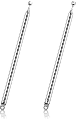 2pcs Telescopic FM DAB Radio Antenna Replacement, Portable 7 Section FM Aerial Indoor Radio Antenna for Home Stereo and TV