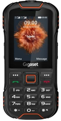 Gigaset GLX8 Plus Outdoor-Tastenhandy, IP68, 2,4-Zoll-LCD, Schwarz/Orange