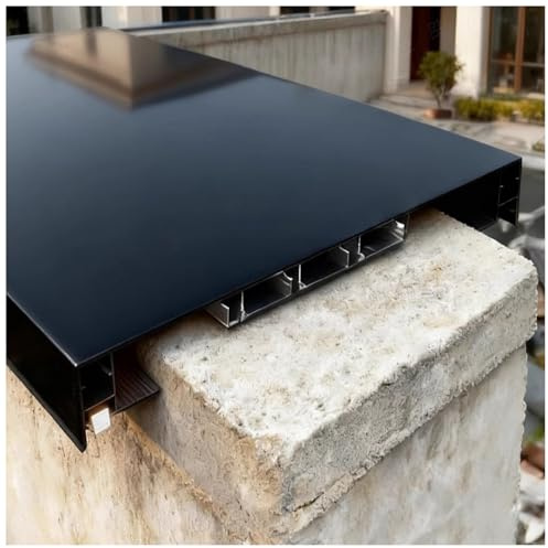 Cache-mur décoratif pour jardin, terrasse, patio, balcon, villa, panneau de revêtement mural supérieur avec canaux pour bande lumineuse LED, noir et tailles personnalisées (4 pieds L, 254 mm (10 pouce