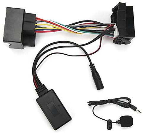 LUCKDANO Adaptateur aux 207 12 Broches, Câble Bluetooth AUX-in, Adaptateur Audio Stéréo avec Microphone, adapté pour 207 307 407 308