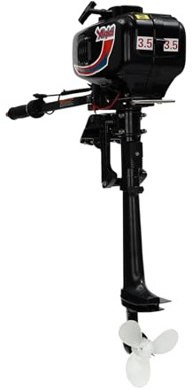 2‑Stroke 3.5HP Water‑Cooled Outboard Motor,1450W 1100-1200r/min Fishing Boat Engine with CDI Ignition & Recoil Start,0‑180° Steering & 1.3L Fuel Tank,Outboard Boat Motor for Boats up to 13ft