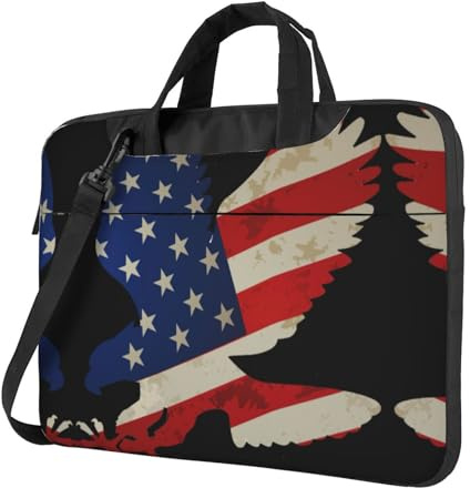 Maletín acolchado de tela Oxford resistente a prueba de golpes con estampado de águila americana y bandera para viajes