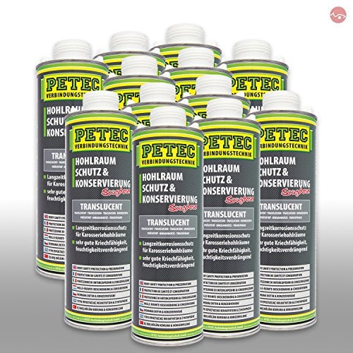 12x PETEC HOHLRAUMSCHUTZ und KONSERVIERUNG SAUGDOSE Wachs Schutz 1.000 ML 73510