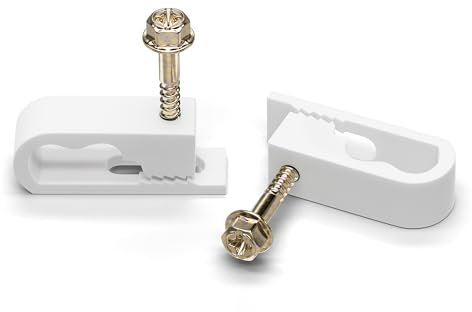 THE CIMPLE CO Dual Cable Clips, 50 PCS, Indoor/Outdoor Cord Management, 1/2 Inch Wire Clips for Coax, Ethernet, Electrical Wire, Screw Clips for Wires on Wall, White