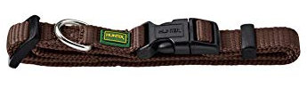 HUNTER VARIO BASIC Hundehalsung, Hundehalsband, robust, geschmeidig, Klickverschluss, M/2,0, braun