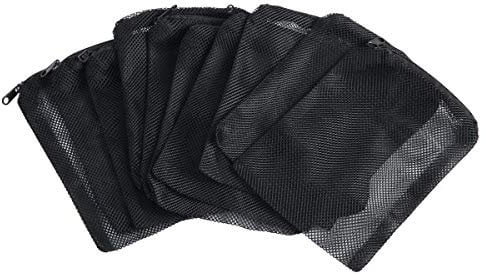 SLSON 12 Pcs Aquarium Filter Bag Nylon Media Mesh Bags Reusable Net Bags with Plastic Zipper for Fish Tank Bio Balls, Pelletized Carbon, Ammonia Remover and Ceramic Rings,Black