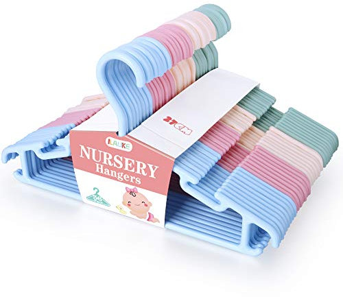 Perchas Infantiles Bebe,36 Perchas para Bebé Antideslizantes,Duraderas Perchas de plástico,Ropa para Niños y Bebes de Almacenamiento,Perchas en Colores para Pantalones,Abrigos Faldas, 27,5cm