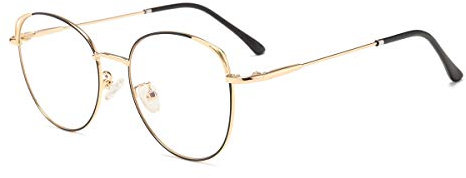 Blaulichtfilter Brille Anti Blaulicht Brille Computerbrille Katzenauge ohne sehstärke Metallgestell Brille Pc Gaming Bluelight Filter Uv Blockieren Blaue Licht Glasses Damen Schwarz und Gold Rahmen