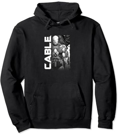 Marvel X-men Cable Black And White Vintage Pullover Hoodie