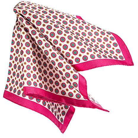 SansPlomb Fazzoletto da taschino, pochette con bordo in seta di alta qualità, stampata con un disegno classico - 100% Made in Italy (fucsia)
