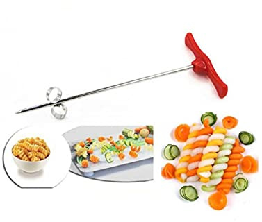 Fruits & Vegetables Spiral Twist Knife,Stainless Steel Spiral Twist Knife, Twist Shredder Ideal for Healthy Snacks, Chips, Parties