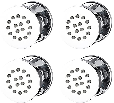 GLYYRLR Körperstrahl Verchromt Massagedüsen Messing Seitenbrause Rund 2 Zoll Duschkopf Sprühgerät Einstellbar Wandhalterung Wellness ​Düsenset Regendusche Duschkopf,4 Pack
