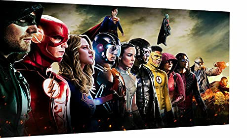 Magic Canvas Art - BilderDC Flash Arrow Super Men Leinwandbild 1- teilig Hochwertiger Kunstdruck modern Wandbilder Wanddekoration Design Wand Bild, Größe: 90 x 60 cm