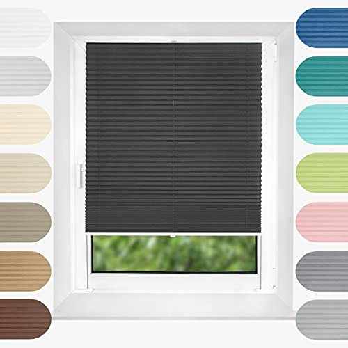 Birrke Plissee Ohne Bohren Klemmfix 135x150 cm - Fenster Plisseerollo mit Bequemer Oben-Unten Funktion - Plissees für Sonnenschutz und Sichtschutz - Einfache Montage - Soothing Twilight, Grau