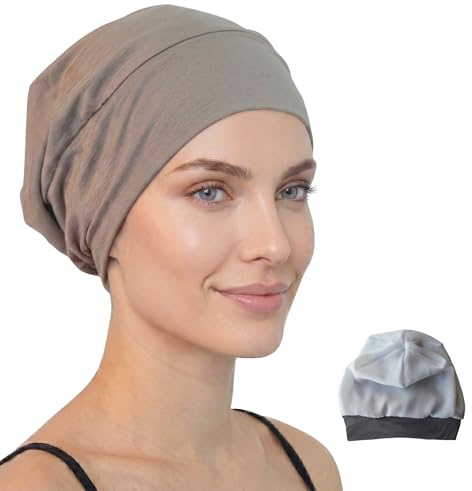 Deresina Chemo Headwear Satin Gefütterte Schlafmütze aus Bambus | Kopfbedeckung bei Haarausfall für Damen und Herren | Weiche Chemo Mütze Atmungsaktiv