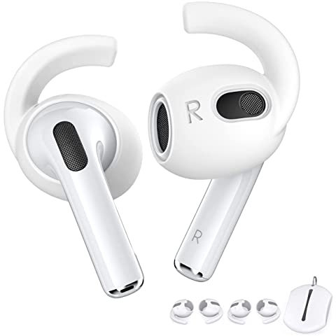 Mizi [4 Pairs] Airpods 3Rd Generation 2021 Release Ear Hooks Covers [Added Storage Pouch] Anti Slip Grip [Not Fit in The Charging Case] - White