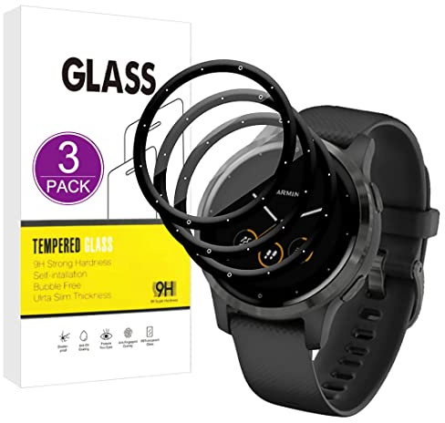 E-Hamii Displayschutzfolie kompatibel mit Garmin Vivoactive 4S, 3 Stück, 3D gewölbt, Full Cover [kratzfest, hochauflösend]