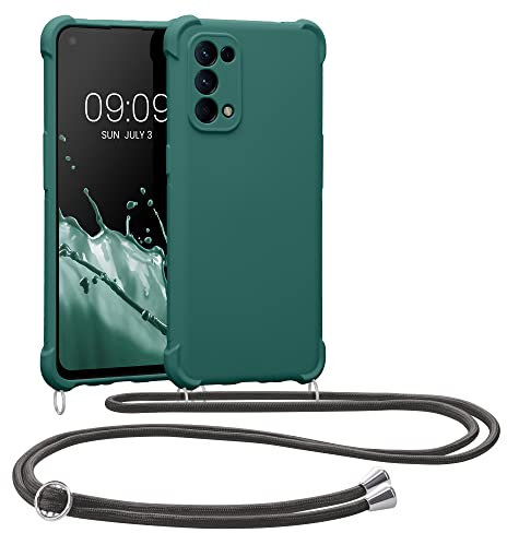kwmobile Necklace Case kompatibel mit Oppo Find X3 Lite Hülle - Cover mit Kordel zum Umhängen - Silikon Schutzhülle Petrol