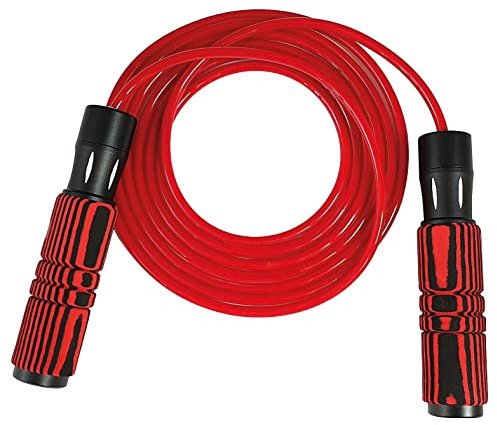 Raraion - 9mm Heavy Weighted PVC Skipping Rope, Ergonomical Non-Slip Ball Bearing Handles, Adjustable Length, Soft Grip Foam Handles