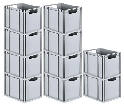 PROREGAL SuperSparSet 10x Eurobox NextGen Economy | Griffe offen |HxBxT 32x30x40cm | 30 Liter | Eurobehälter, Transportbox, Transportbehälter, Stapelbehälter