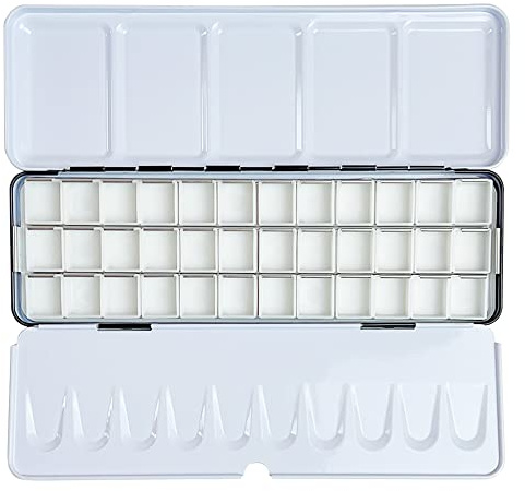 FCLUB Empty Watercolor Palette Paint Case - Medium Watercolor Tin Metal Box Tin with 36 Half Pans