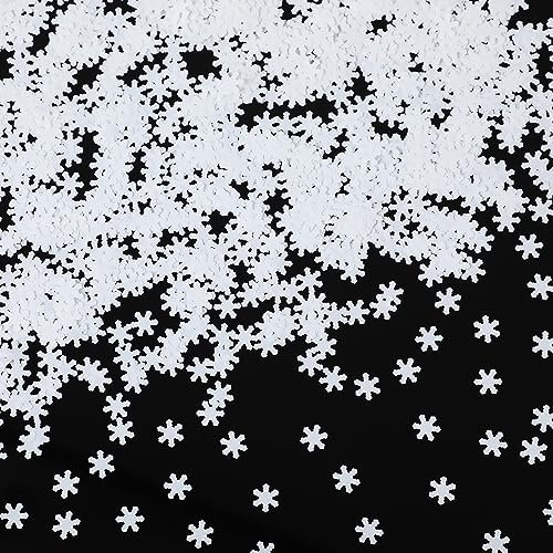 Harrycle Schneeflocken Konfetti Weihnachten Kunstschnee Dekor Klein 6 mm Glitzer Schneeflocken Pailletten Streudeko für Weihnachtsbaum DIY Basteln Winter Party Geburtstag Babyparty (Weiß, 400 g)