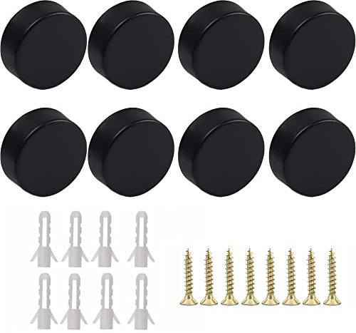 Lot de 8 clips de fixation murale en alliage de zinc pour miroir de salle de bain avec chevilles et vis, support de serrage pour étagère en verre de 3 à 5 mm/6 à 7 mm d'épaisseur (K190-Noir)