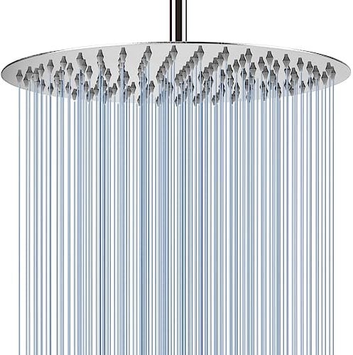 Grande Soffione Per Doccia da 40.5cm, Voolan Testa Doccia Tonda ad Alta Pressione in Inox, Ti Offre Un'Esperienza di Doccia Confortevole Anche a Basse Pressioni d'Acqua e Consente (16'' Cromo)