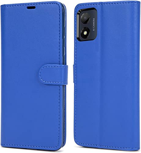 NWNK13 For Motorola Moto E13 Case Leather Wallet Book Flip Folio Stand View Phone Cover with Card Slots Kickstand for Motorola E13 (Blue, Motorola Moto E13)