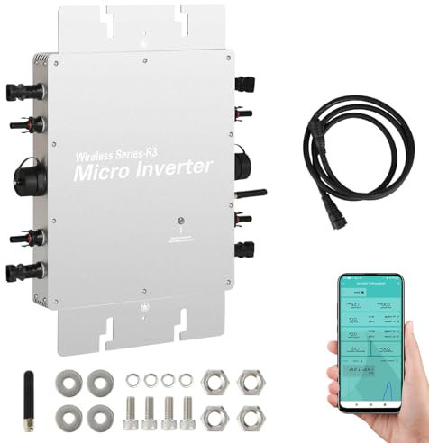 DEWIN Micro Inverter,Wechselrichter 1200W MPPT Mikrowechselrichter Gird Tie Inverter IP65 Wasserdicht PV Wechselrichter WiFi Mikro Solar Wechselrichter Balkonkraftwerk
