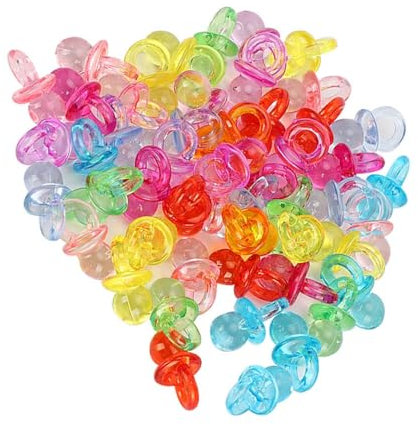 100 Stück Acryl-Schnuller, Beruhigende Mini-Farbspielzeuge Zur Babytaufe, Größe ca. 21 X 12 Mm (transparente Mischfarbe)