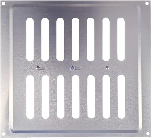 Open & Close Metal Air Vents 9” x 9” Hit & Miss Air Vents Satin Metal/Metal Chrome Effect Wall Grille Internal Vent Covers Ventilation Grilles for Cupboard Wardrobe Ventilation Pack of 1.