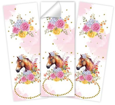Minkocards 24 Aufkleber Pferd Verpackung von Geschenken für Mädchengeburtstag Etiketten für Geschenkverpackung