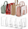 Lnrueg Kunststoff-Geldbörsen-Organizer, 4 Fächer, 14 x 32 x 13 cm, transparenter Kunststoff-Handtaschen-Organizer für Taschen, Clutches, Geldbörsen, Armbänder, platzsparende Schlafzimmer- und