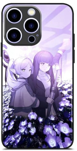 HWLHJJ Fern and Frieren Black Frame Anime Mobile Phone Case - Unique Manga Art, Silicone TPU Protective Case for iPhone 11
