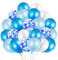 Blaue Luftballons Set 60 Stück, Blaue Ballons Navy Baby Blau Hellblau Latex Ballon, Luftballons Metallic Blau Konfetti Ballons Set für Junge Babyshower Geburtstag Hochzeit Babyparty Jugendweihe Deko