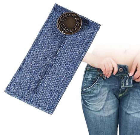 Extenseurs de ceinture pour femmes enceintes | Extensions de boutons en jean pour taille | Extension de taille flexible pour jupes, shorts et pantalons en jean, bleu, Refer to description