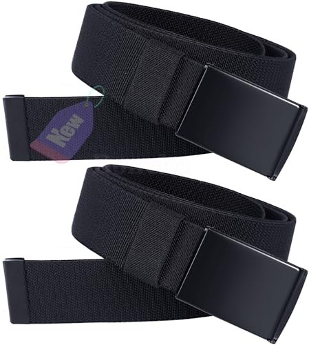 Boneke Stretch Gürtel für Männer - 2 Stücke Nylon Canvas Casual Atmungsaktiver Stoff Mit Verstellbarer Metallschnalle, Unisex für Arbeit und Outdoor Sport