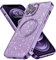 GaoBao for iPhone 12 Pro Max Case, Slim Fit 12 Pro Max Phone Case [Compatible with Magsafe ] Sparkle Luxury Shockproof Anti-Slip Women Girl Bling Phone Cover for iPhone 12 Pro Max 6.7, Glitter/Purple