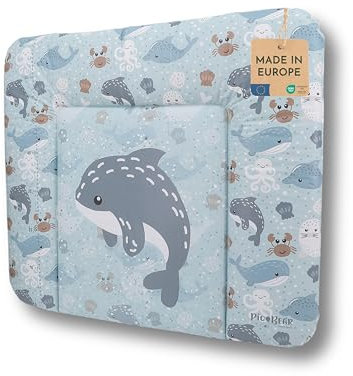 pic Bear Wickelauflage - hochwertige OEKO-TEX Wickeltischauflage - pflegeleichte Wickelunterlage - Auflage Wickelkommode - 85 x 72 cm - Sealife