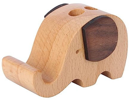 Operitacx 2pcs Elephant Shape Pen Pot Wooden Desk Organizer Phone Holder Stand Elephant Decor