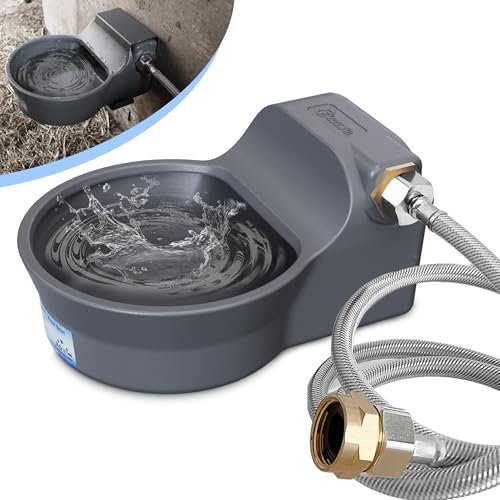 Automatic Dog Water Dispenser with Anti-tip Bracket, 68 oz Outdoor Dog Water Bowl Dispenser, Auto Refill Water Feeder for Pets & Livestock, Food Grade Waterer Fit 3/4 GHT Faucet, Wide Mouth