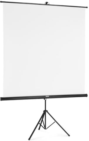 Hama Beamerleinwand auf Stativ 155 x 155 cm (Standgerät, weißer Bildschirm, Teleskoprohr Tragbar, Faltbar, Projektion) weiß